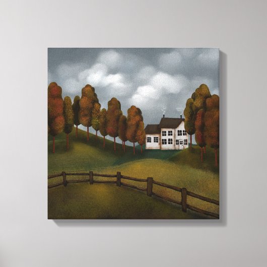 Zoutdoos Huis Bomen en Heuvels Canvas Afdruk (Voorkant)