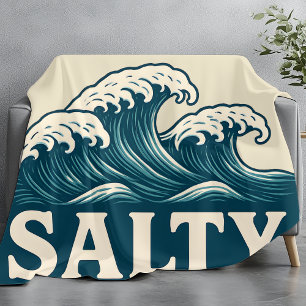 Zoute Blauwe Surf Strandgolven Nautilus Kustdecora Fleece Deken