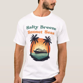 Zoute Bries Zonsondergang Zeeën Retro Cruise Sfeer T-shirt