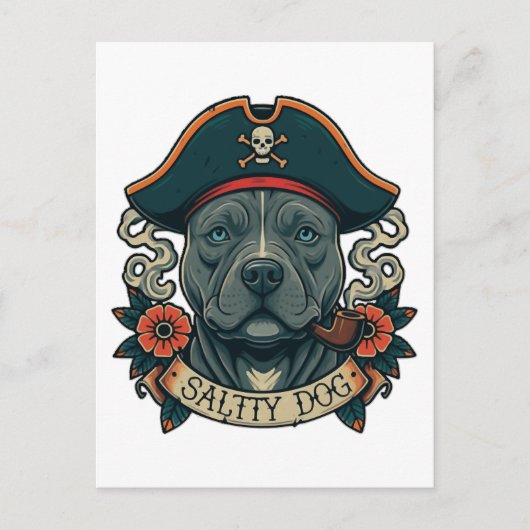 Zoute Hond Pitbull Briefkaart (Voorkant)