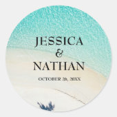 Zoute kussen I Turquoise I Zandstrand Bruiloft Ronde Sticker (Voorkant)