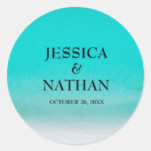 Zoute kussen in Niagara i Sandy Beach bruiloft Ronde Sticker (Voorkant)