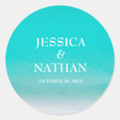 Zoute kussen in Niagara i Sandy Beach bruiloft Ronde Sticker (Voorkant)