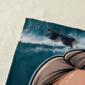 Zoute Lil' Beach Persoonlijke Chibi Blauwe Oceaan Strandlaken (In situ)