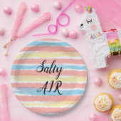 Zoute lucht roze geel blauwe Waterverf Papieren Bordje (Feest)