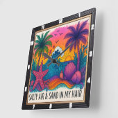 Zoute lucht strand zonsondergang vierkante klok (Hoek)