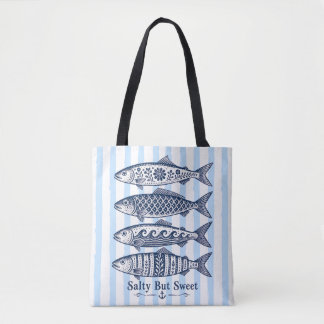 Zoute Maar Zoete Blauwe Streep Zeevis Tote Bag