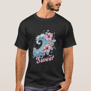 Zoute Maar Zoete Oceaan Bloemige Hibiscus Ontwerp T-shirt