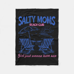 Zoute moeders strandclub meisje wil zon hebben zom fleece deken