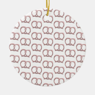 Zoute pretzel Twist Pattern Pink Keramisch Ornament