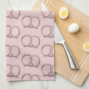 Zoute pretzel Twist Pattern Pink Kitchen Towel Theedoek