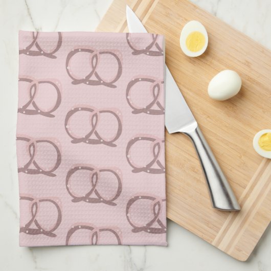 Zoute pretzel Twist Pattern Pink Kitchen Towel Theedoek (Quarter Fold)