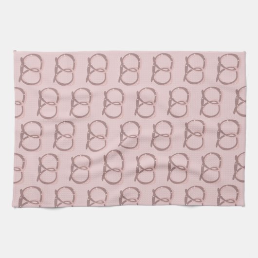 Zoute pretzel Twist Pattern Pink Kitchen Towel Theedoek (Horizontaal)