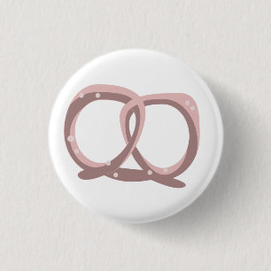 Zoute pretzel Twist Roze  Ronde Button 3,2 Cm