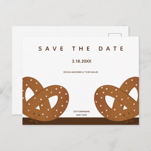 Zoute Pretzels Illustratie De datum opslaan Aankondigingskaart (Voorkant / Achterkant)