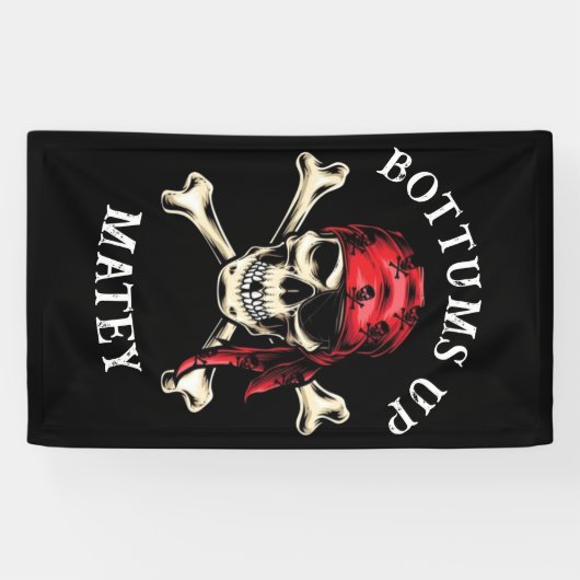 Zoute Schedelbotten Op Zijn Kop! Spandoek (Horizontaal)