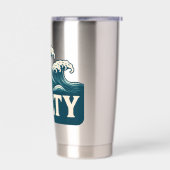 Zoute Turquoise Blauwe Surf Strandgolven | Kustlev Geïsoleerde Drinkbeker (Links)