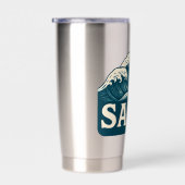 Zoute Turquoise Blauwe Surf Strandgolven | Kustlev Geïsoleerde Drinkbeker (Rechts)