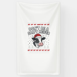 Zoute Vaars Kerst Koe Grappige Vintage Gravure Spandoek
