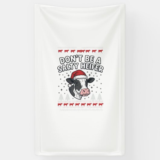 Zoute Vaars Kerst Koe Grappige Vintage Gravure Spandoek (Verticaal)