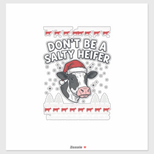 Zoute Vaars Kerst Koe Grappige Vintage Gravure Sticker