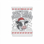 Zoute Vaars Kerst Koe Grappige Vintage Gravure Sticker (Voorkant)
