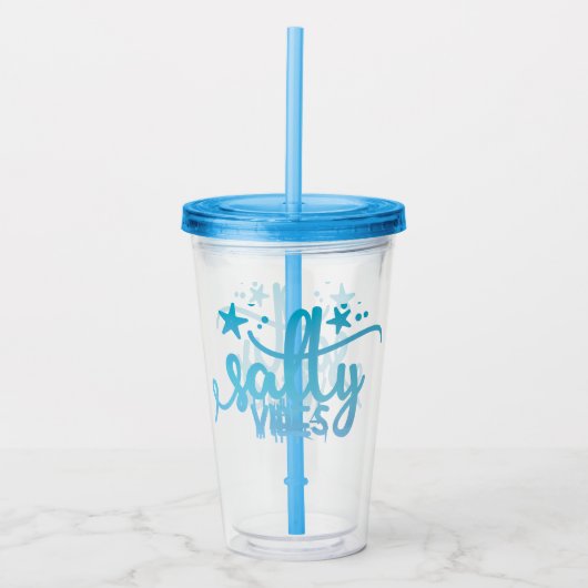 Zoute Vibes Geïsoleerde Strand Tumbler Acryl Drinkbeker (Voorkant)
