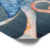 Zoute Waterverf octopus en anker niesdoorn Poster (Hoek)