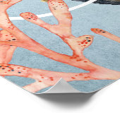 Zoute Waterverf Octopus en Zee met anker Poster (Hoek)