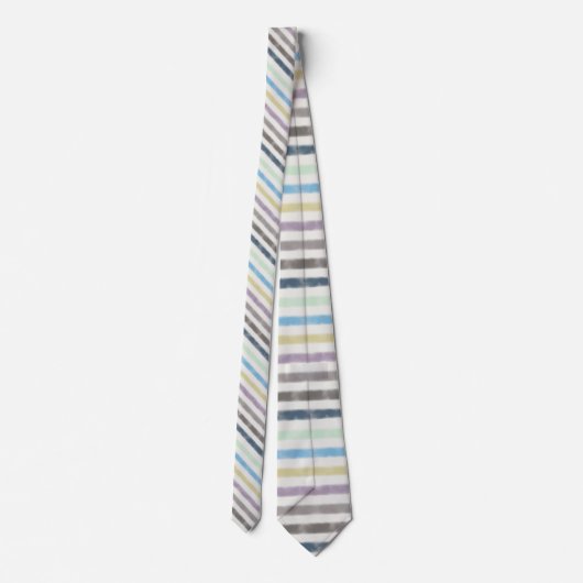 Zoute waterverf pastel strepen op wolkenwit stropdas (Achterkant)