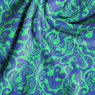 Zoute wezens Blauw en Groen Naadloos patroon Stof