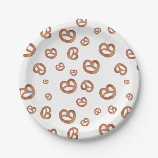 Zoute zachte Waterverf Pretzelpatroon Papieren Bordje (Voorkant)