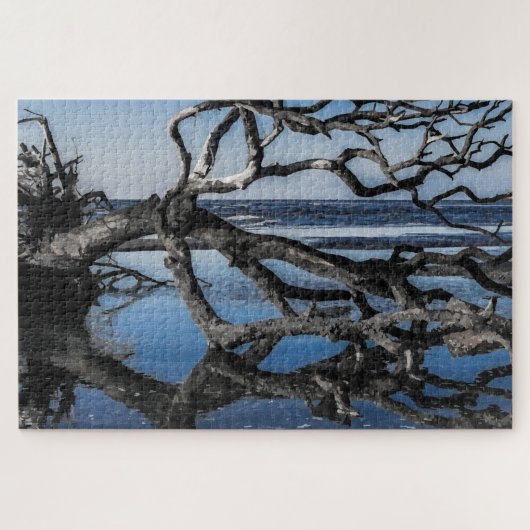 Zoute Zeeen Driftwood Beaufort SC Beach Legpuzzel (Horizontaal)