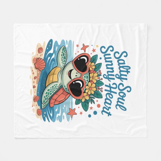 Zoute Ziel Zonnige Hart Schildpadzomer Fleece Deken (Voorkant (Horizontaal))