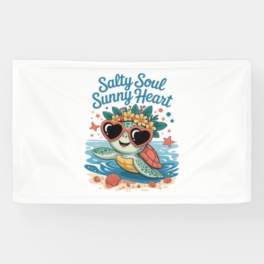Zoute Ziel Zonnige Hart Schildpadzomer Spandoek (Horizontaal)