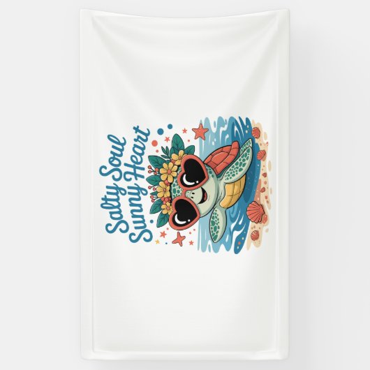 Zoute Ziel Zonnige Hart Schildpadzomer Spandoek (Verticaal)