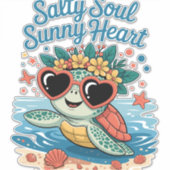 Zoute Ziel Zonnige Hart Schildpadzomer Sticker (Voorkant)