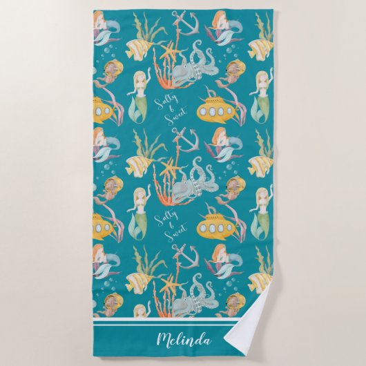 Zouten en zoete Zeemeerminteken Strandlaken (Voorkant)