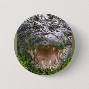Zouten van wilde dieren krokodilmond open ronde button 5,7 cm