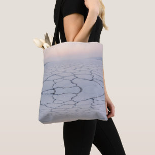 Zoutflats bij zonsopgang: etherisch minimalistisch tote bag