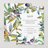 Zoutige olijven Toscaanse waterverf RSVP antwoord Kaart (Voorkant / Achterkant)