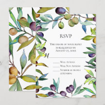 Zoutige olijven Toscaanse waterverf RSVP antwoord