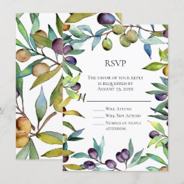 Zoutige olijven Toscaanse waterverf RSVP antwoord Kaart