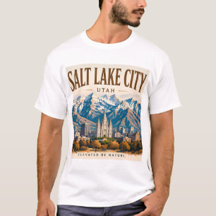 Zoutmeer Stad Berg Skyline T-shirt