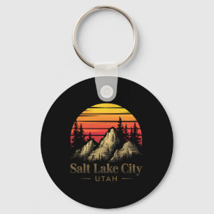 Zoutmeer Stad Utah Berg Wandelen Souvenir Cadeau Sleutelhanger