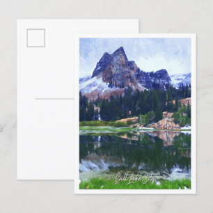 Zoutmeer Stad Utah Olieverf Stad Landschap Briefkaart