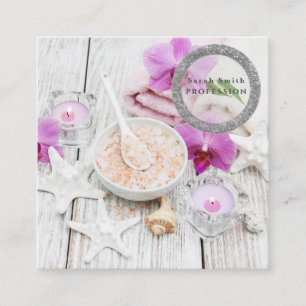 Zoutorchideeën spa bloem massage aromatherapie vierkante visitekaartje