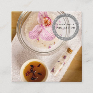 Zoutorchideeën spa bloem massage aromatherapie vierkante visitekaartje