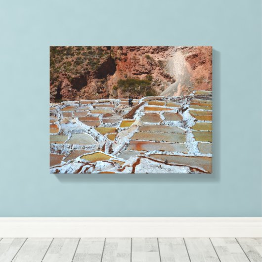 Zoutpannen van Maras, Peru Canvas Afdruk (Insitu (Houten vloer))