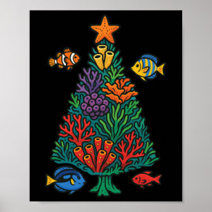 Zoutwater Aquarium Kerstboom 1 Poster